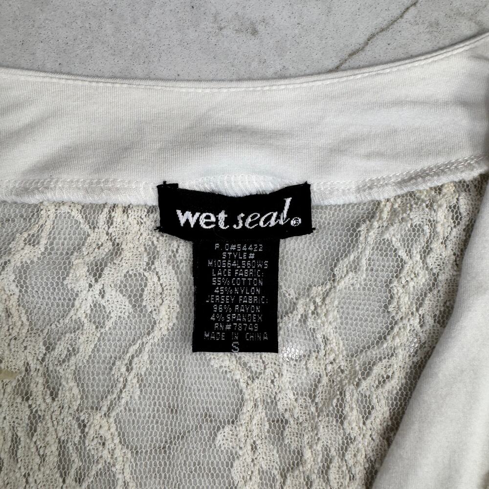 Wet Seal Cream Lace Button Cardigan Sheer Floral Long Sleeve Women’s Small Y2K - Picture 5 of 13